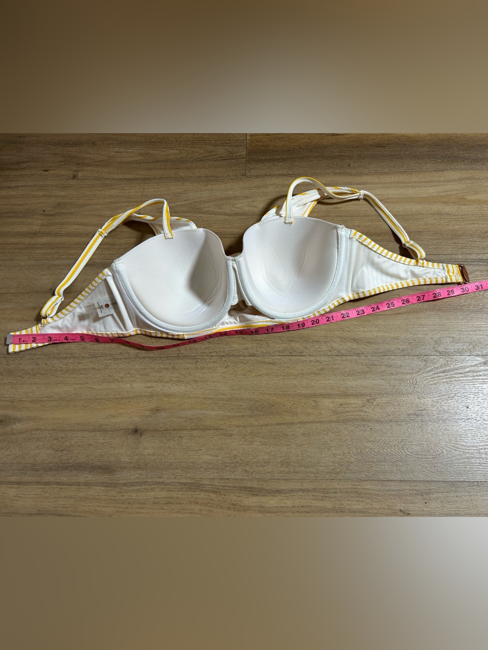 Striped Yellow & White Bikini Top Size 38D - Picture 8 of 9